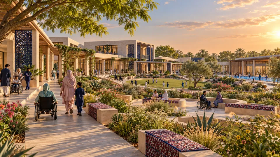 Connected campus vision from the garden promenade — proposed concept