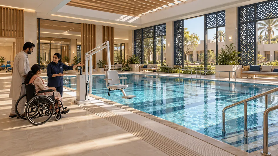 Aquatic access & pool-transfer training area — proposed concept